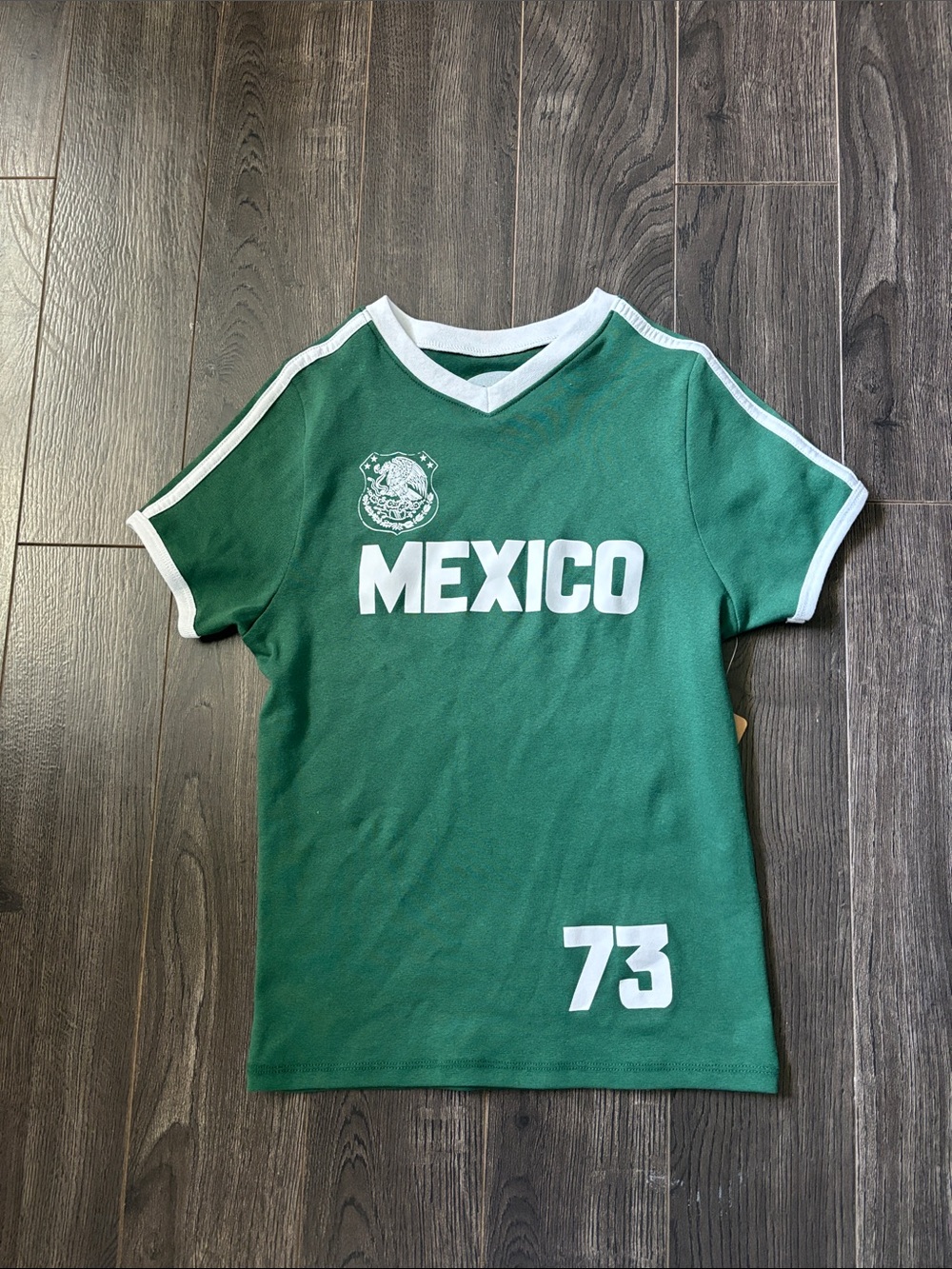 Green Mexico Graphic Short Sleeve Tee with Number 73
